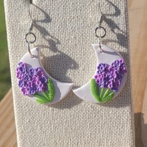 Lilac Crescent Moon Earrings