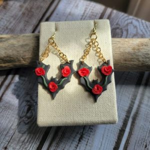 Black Bat Chandelier Earrings