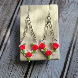 Floral Bat Chandelier Earrings
