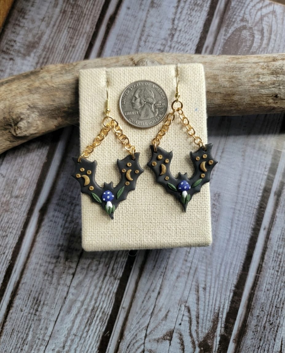 Mushroom Bat Earrings