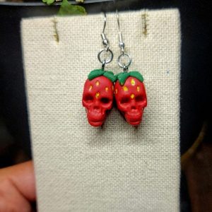 Strawberry Skull Earrings